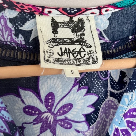 Jaase Boho Batik Style Print Tiered Maxi Dress in Navy and Lavender - Size S - Picture 2 of 12